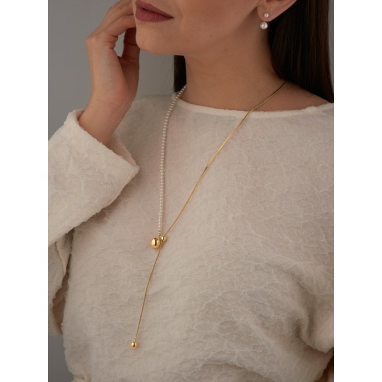 Подвеска бегунок жемчуг в золоте Meduza Crystal