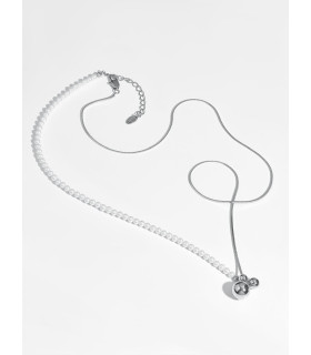 Подвеска бегунок жемчуг белое золото