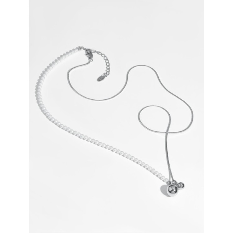 Подвеска бегунок жемчуг белое золото Meduza Crystal