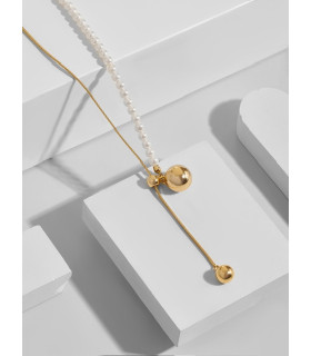 Подвеска бегунок жемчуг в золоте