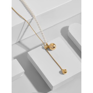 Подвеска бегунок жемчуг в золоте