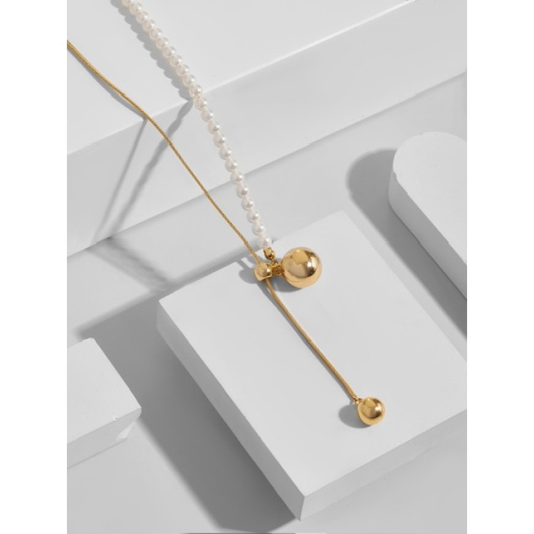 Подвеска бегунок жемчуг в золоте Meduza Crystal