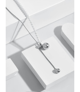 Подвеска бегунок жемчуг белое золото