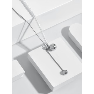 Подвеска бегунок жемчуг белое золото