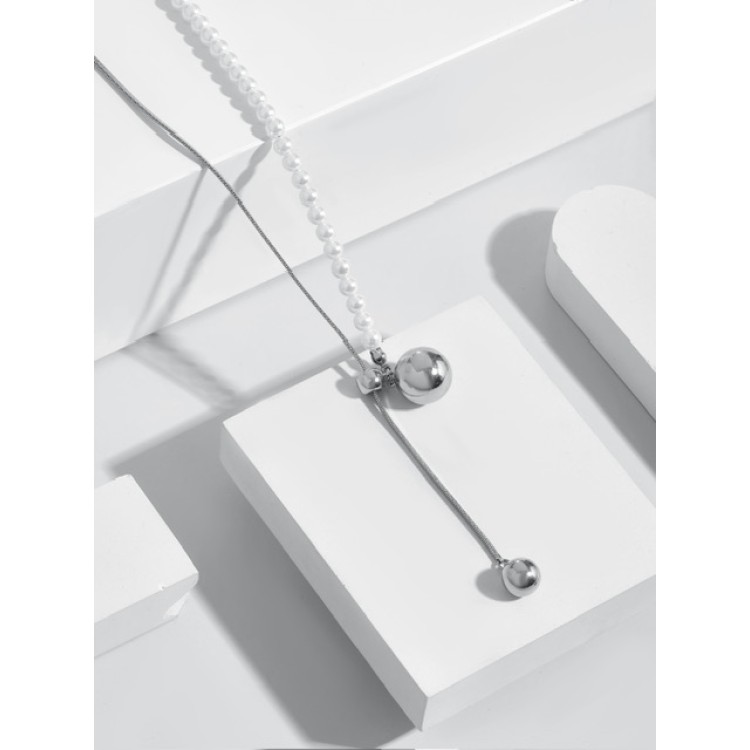 Подвеска бегунок жемчуг белое золото Meduza Crystal