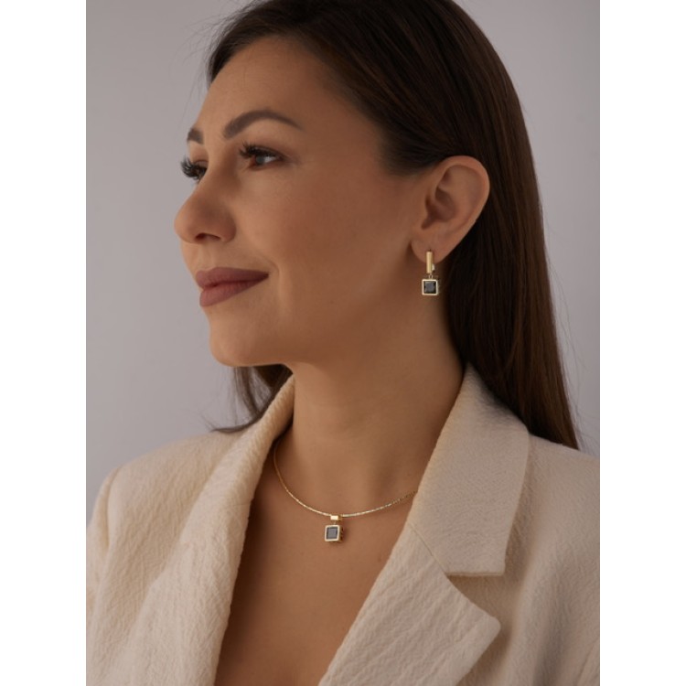 Подвеска с чёрным цирконом в золоте Meduza Crystal