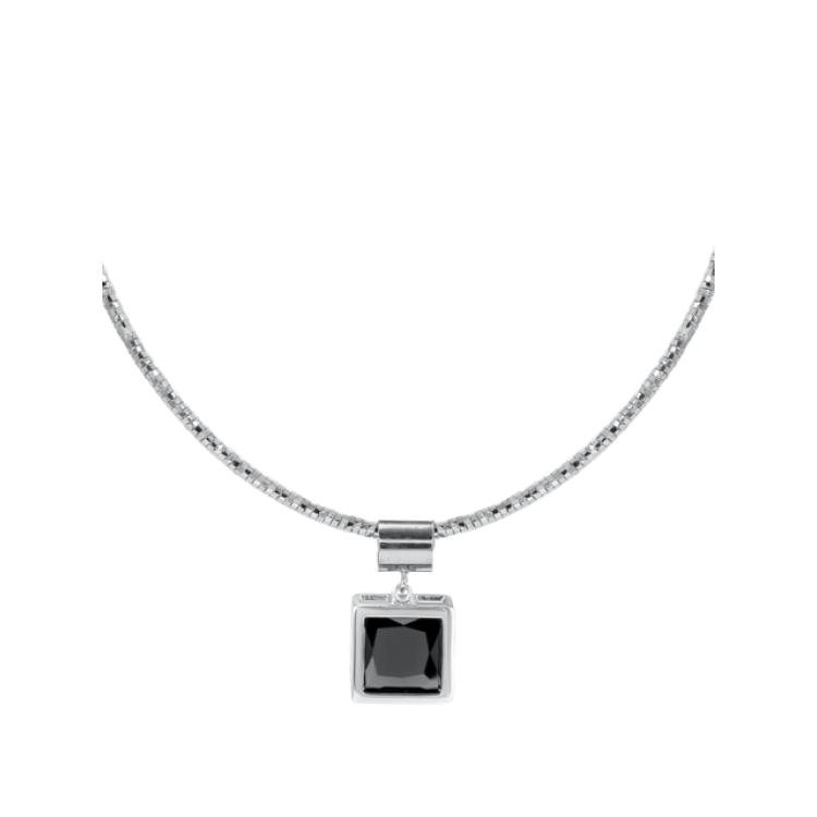 Подвеска с чёрным цирконом в белом золоте Meduza Crystal