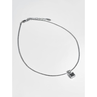 Подвеска с чёрным цирконом в белом золоте