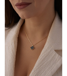 Подвеска Ванклиф с чёрной вставкой  в золоте 