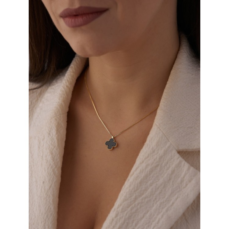 Подвеска Ванклиф с чёрной вставкой  в золоте Meduza Crystal