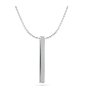 Подвеска на цепочке брусок в белом золоте