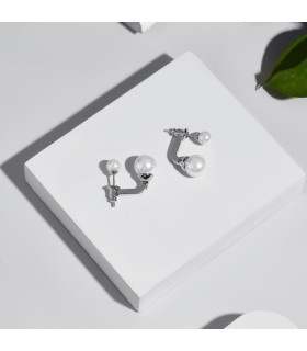 Серьги Диор с жемчугом Майорка серебристые