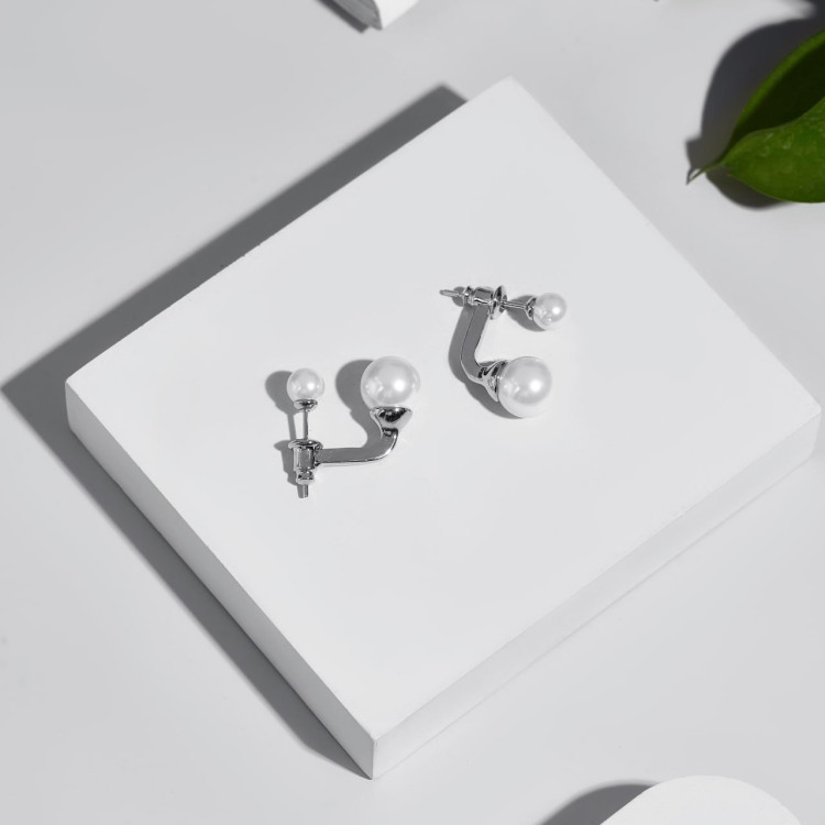 Серьги Диор с жемчугом Майорка серебристые