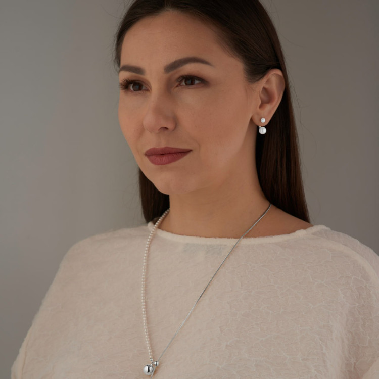 Серьги Диор с жемчугом Майорка серебристые