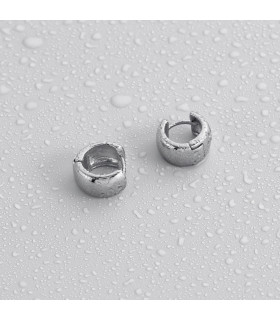 Серьги мини-хупы серебристые