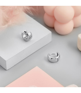 Серьги мини-хупы серебристые