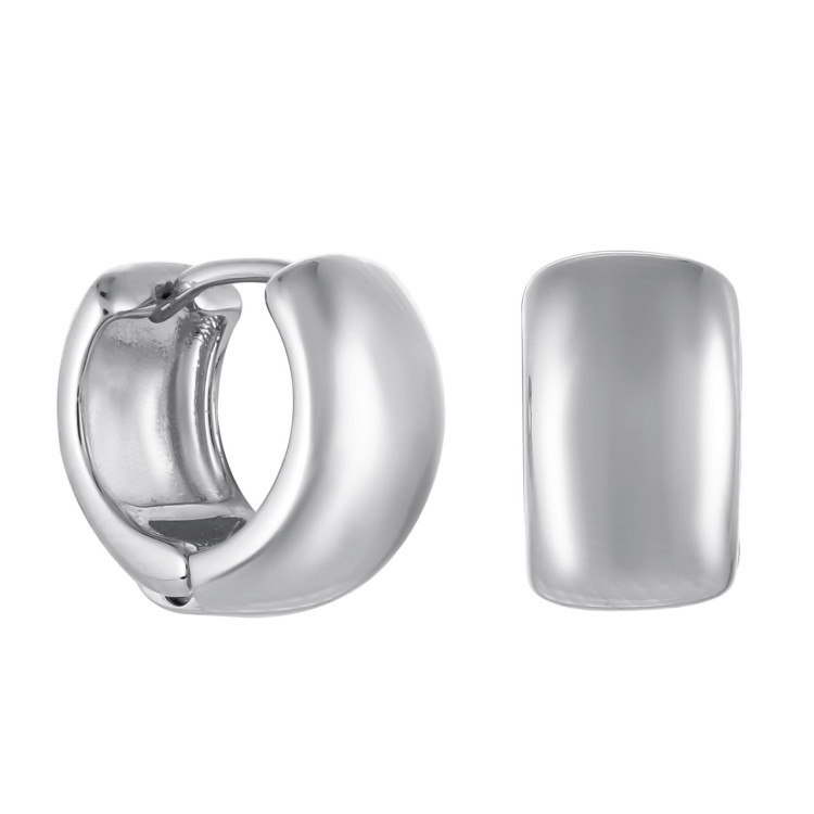 Серьги мини-хупы серебристые Meduza Crystal