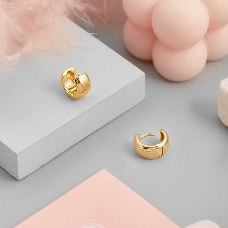 Серьги мини-хупы в золоте Meduza Crystal