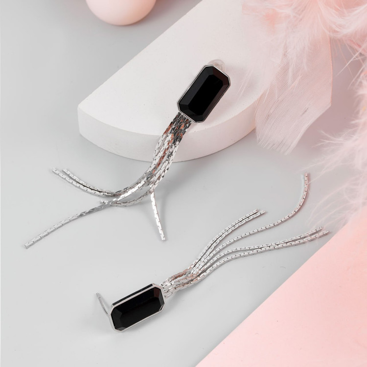 Серьги Эстет серебристые Meduza Crystal