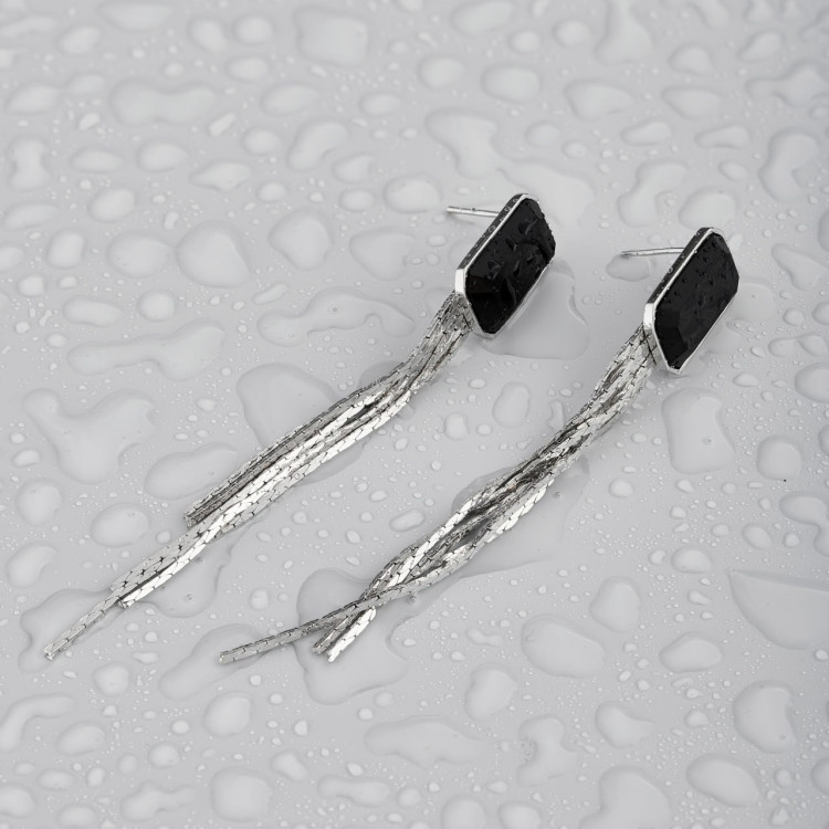 Серьги Эстет серебристые Meduza Crystal