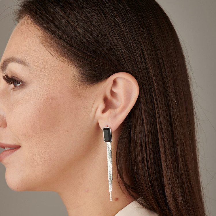 Серьги Эстет серебристые Meduza Crystal