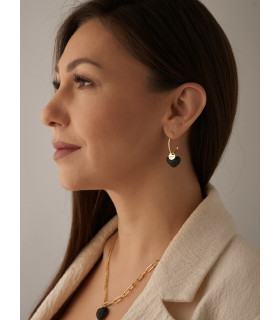 Серьги Сердца с черными цирконами 