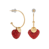 Серьги Сердца с красными цирконами в золоте Meduza Crystal