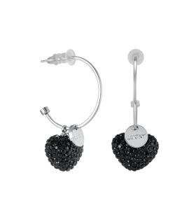 Серьги Сердца с черными цирконами 