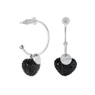 Серьги Сердца с черными цирконами 