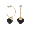 Серьги Сердца с черными цирконами в золоте Meduza Crystal