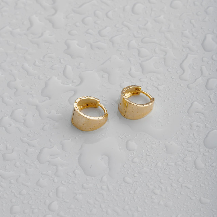 Серьги кольца маленькие широкие в золоте Meduza Crystal