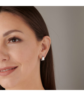 Серьги кольца маленькие широкие серебристые