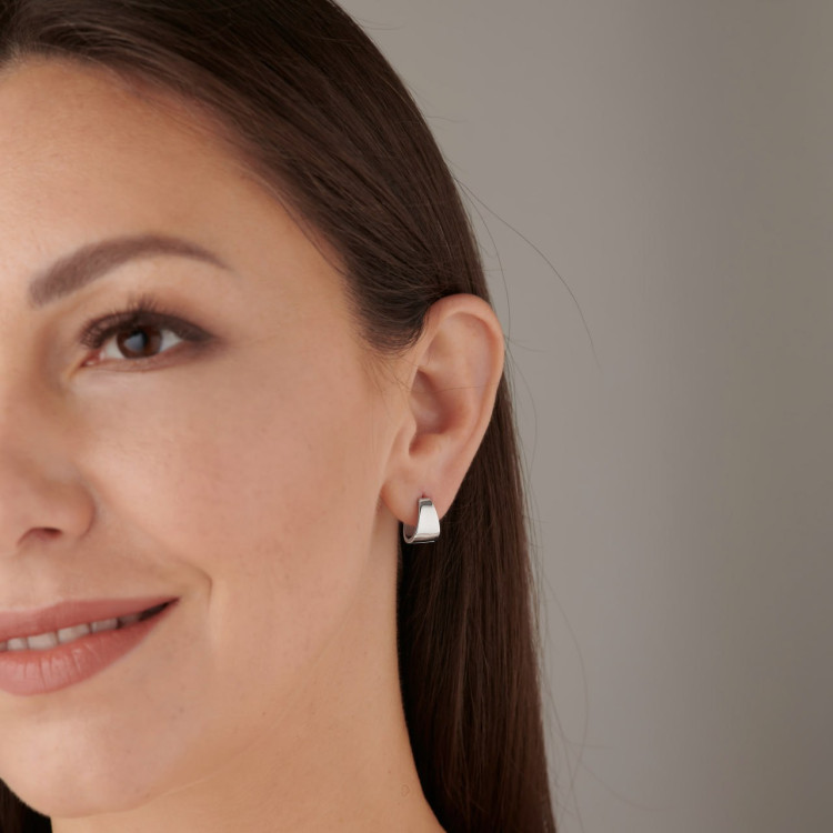 Серьги кольца маленькие широкие серебристые Meduza Crystal