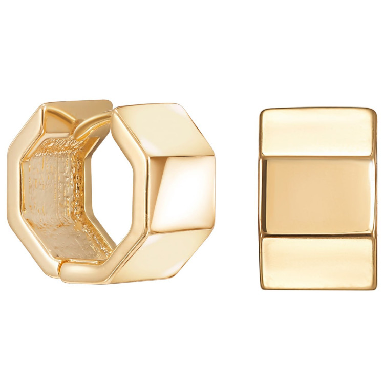 Серьги объемные колечки в золоте Meduza Crystal