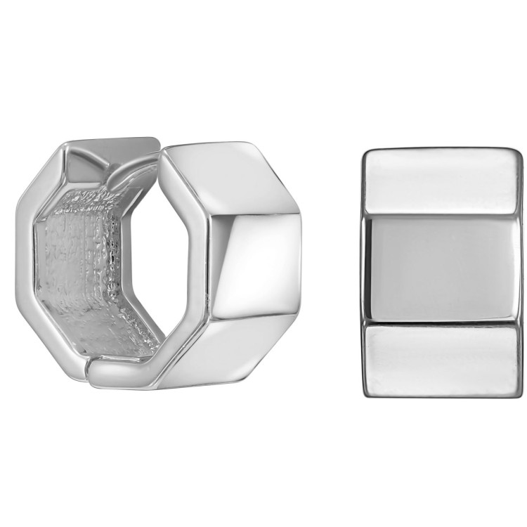 Серьги объемные колечки серебристые Meduza Crystal