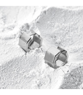 Серьги объемные колечки серебристые