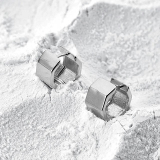 Серьги объемные колечки серебристые