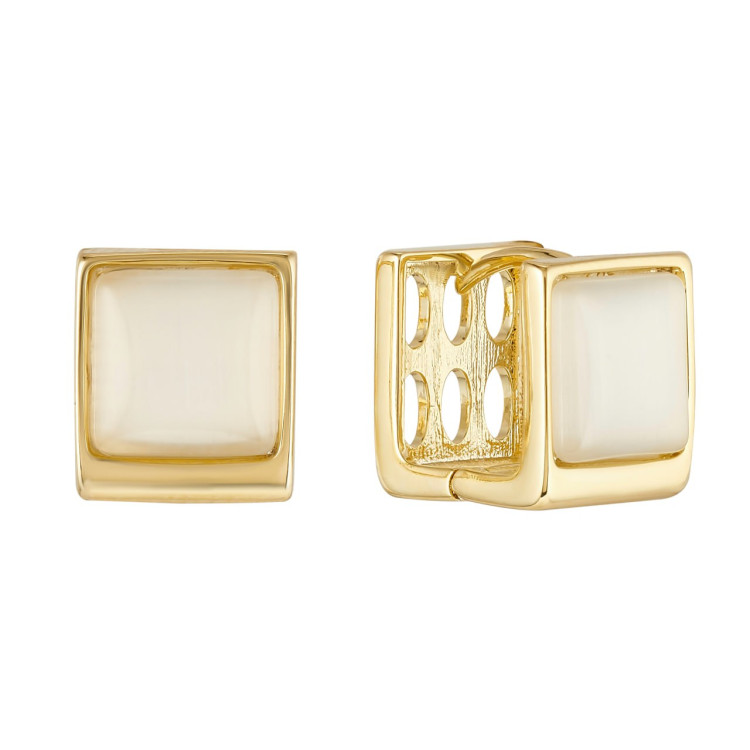 Серьги кубы кошачий глаз в золоте Meduza Crystal