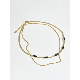 Колье двойное с черным цирконом в золоте