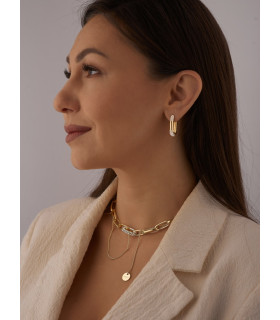 Серьги Скобы с цирконом в золоте