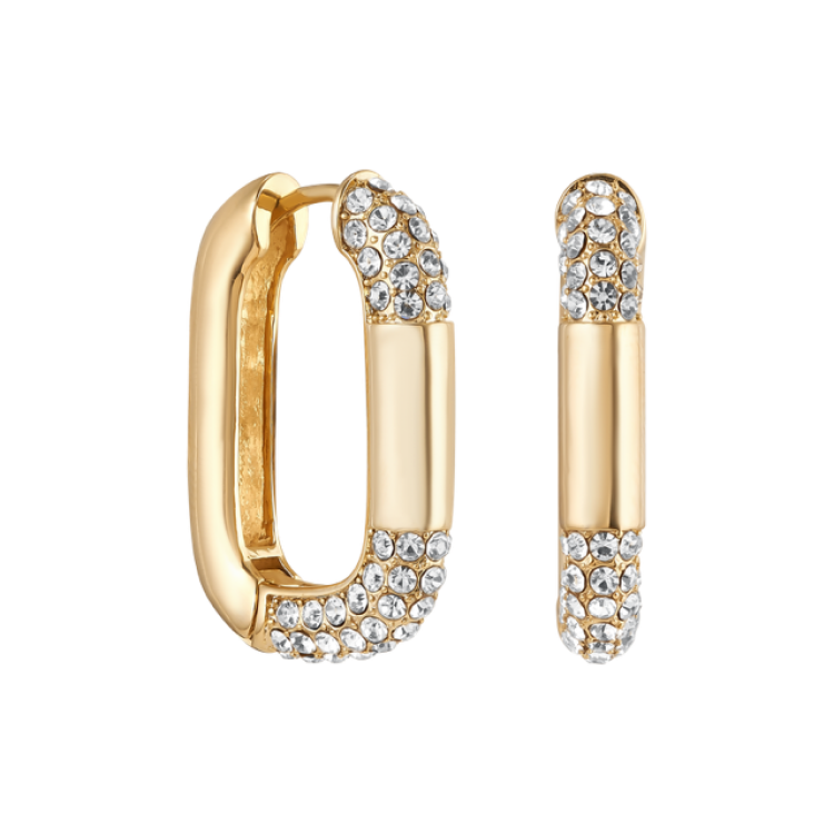 Серьги Скобы с цирконом в золоте Meduza Crystal