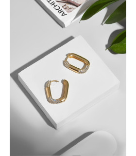 Серьги Скобы с цирконом в золоте