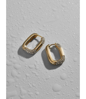 Серьги Скобы с цирконом в золоте
