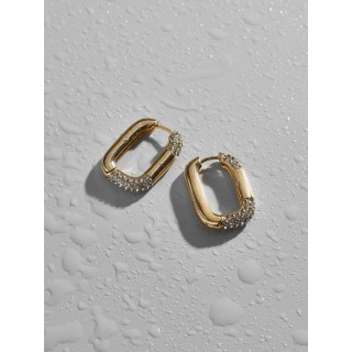 Серьги Скобы с цирконом в золоте