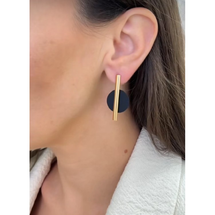 Серьги круги асимметрия в золоте Meduza Crystal