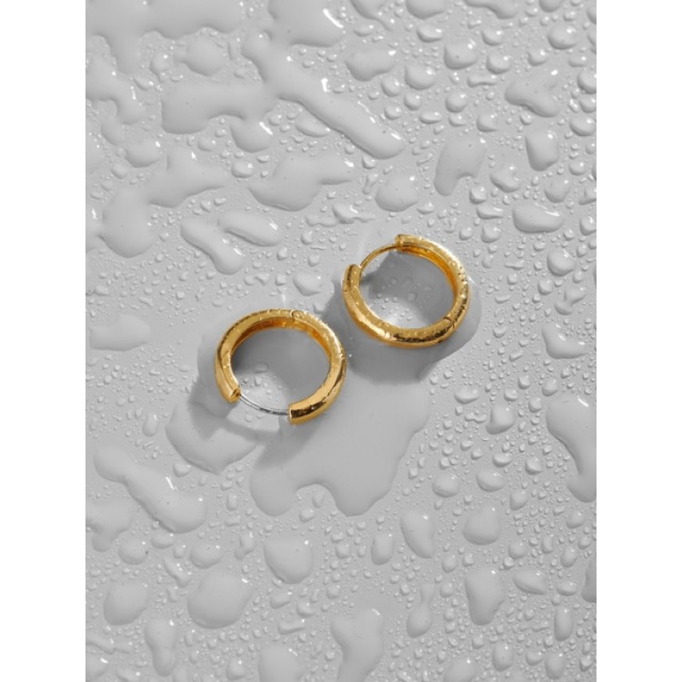Серьги Кольца диаметр 1,6 см в золоте Meduza Crystal