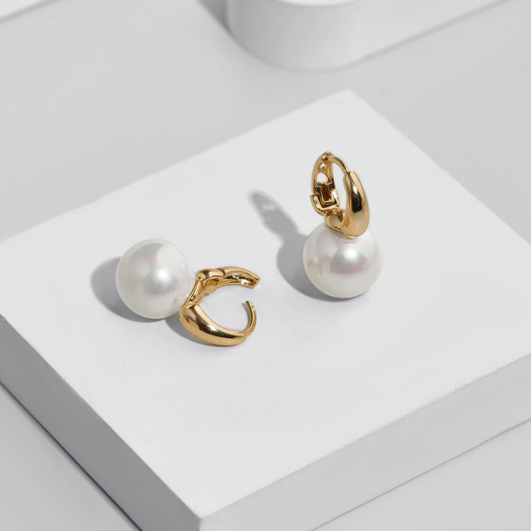 Серьги с жемчугом Майорка в золоте Meduza Crystal