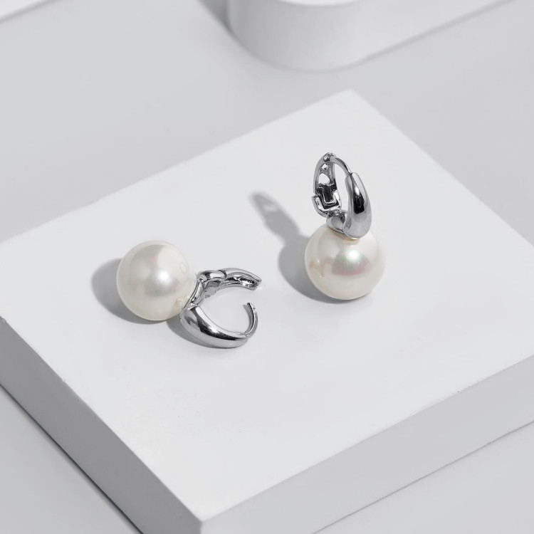 Серьги с жемчугом Майорка в белом золоте
