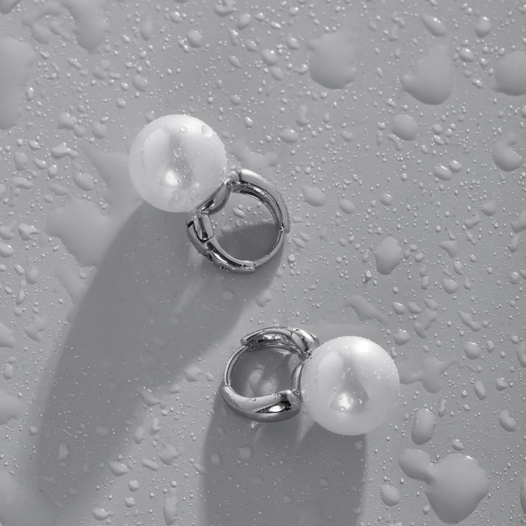 Серьги с жемчугом Майорка в белом золоте