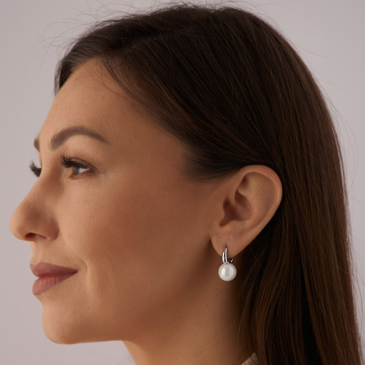 Серьги с жемчугом Майорка в белом золоте